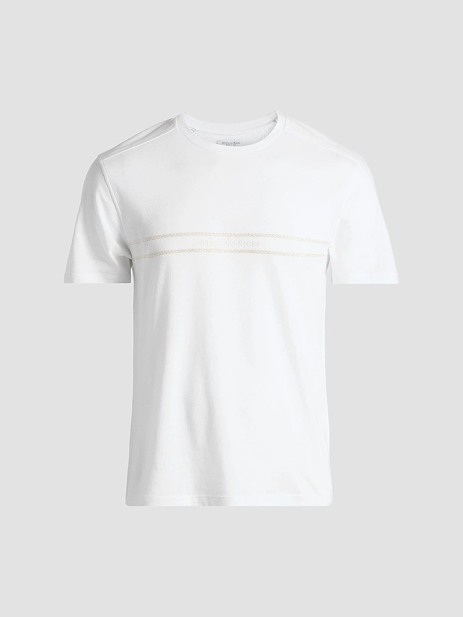 Stefano Ricci Men's Nautical Ricci Logo T-Shirt - White - Size Large