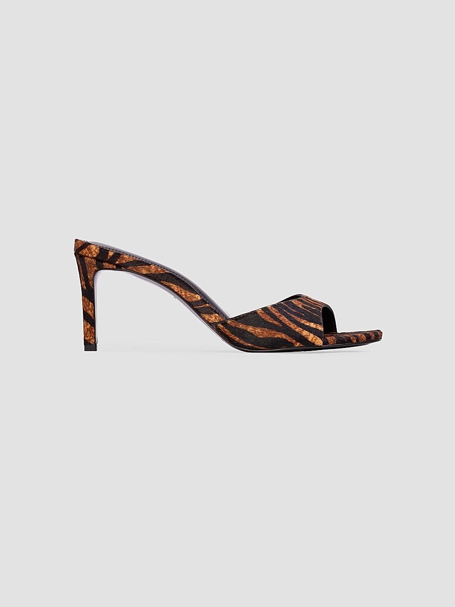 Women's Freddie 70MM Pony Hair Mules - Brown Zebra - Size 12