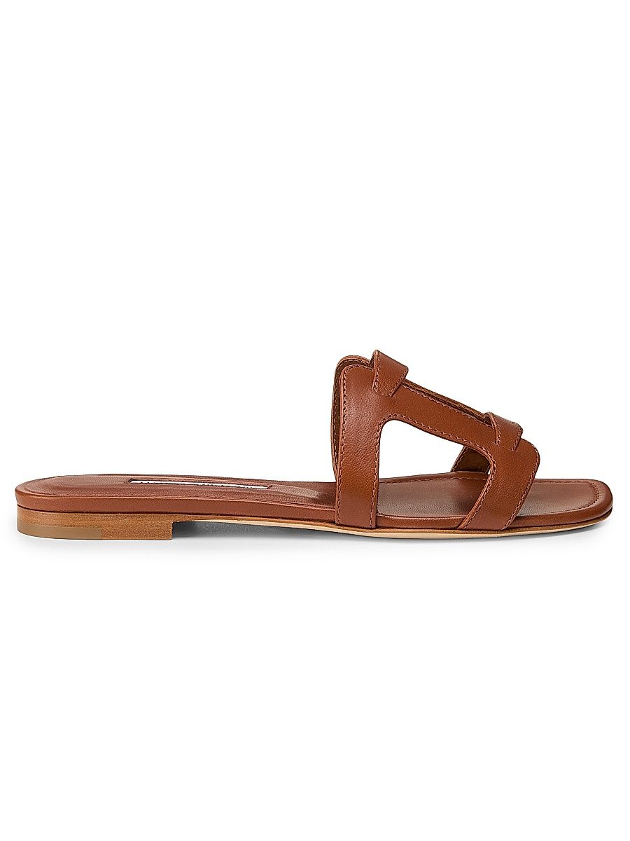 Women's Grellanuflat Leather Sandals - Brown - Size 10