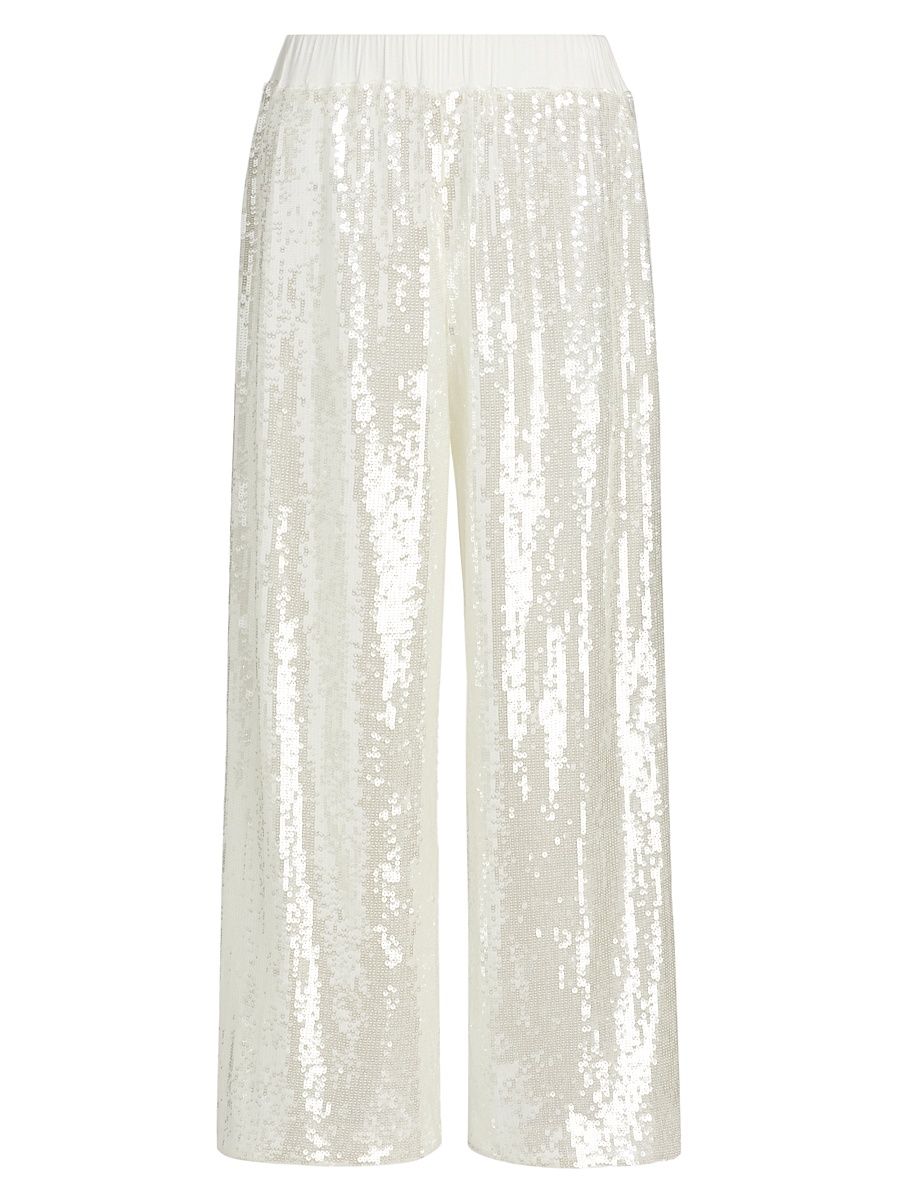 Women's Reed Sequined Pants - White - Size 10