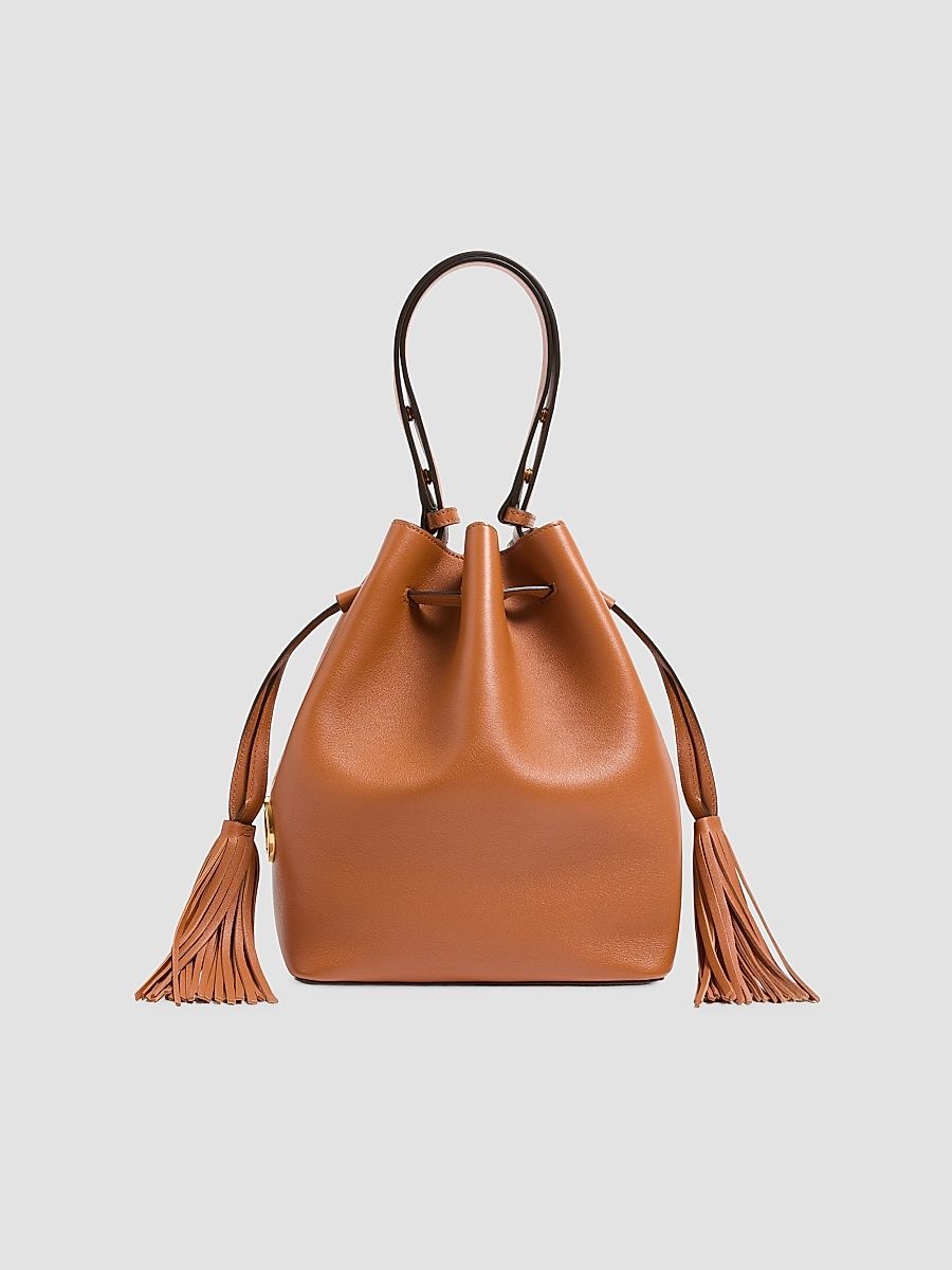 Women's So Seau Leather Bucket Bag - Almond
