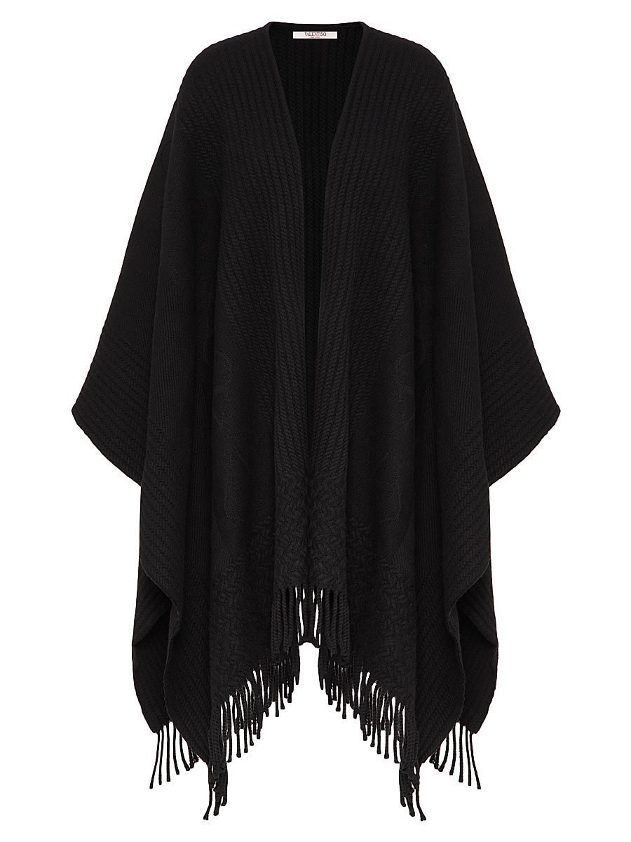 Women's VLogo Signature Cashmere Poncho - Black