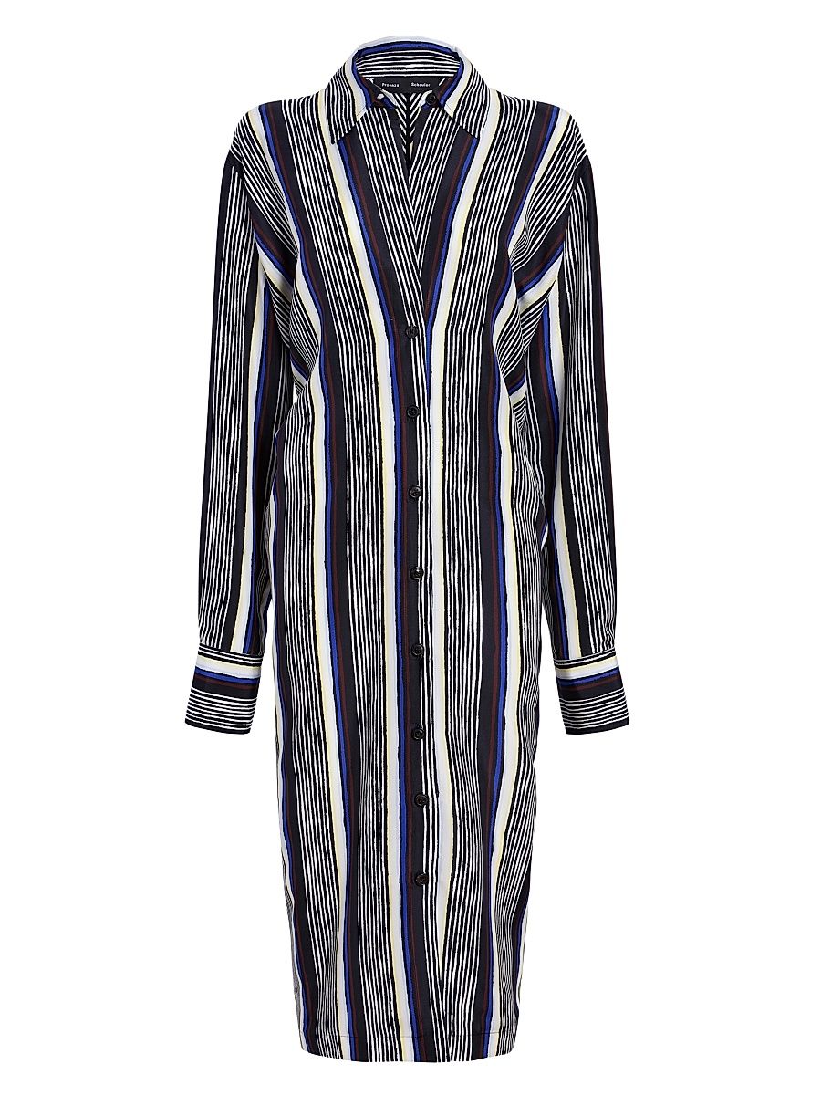 Women's Amira Striped Silk Shirtdress - Black Multi - Size 12