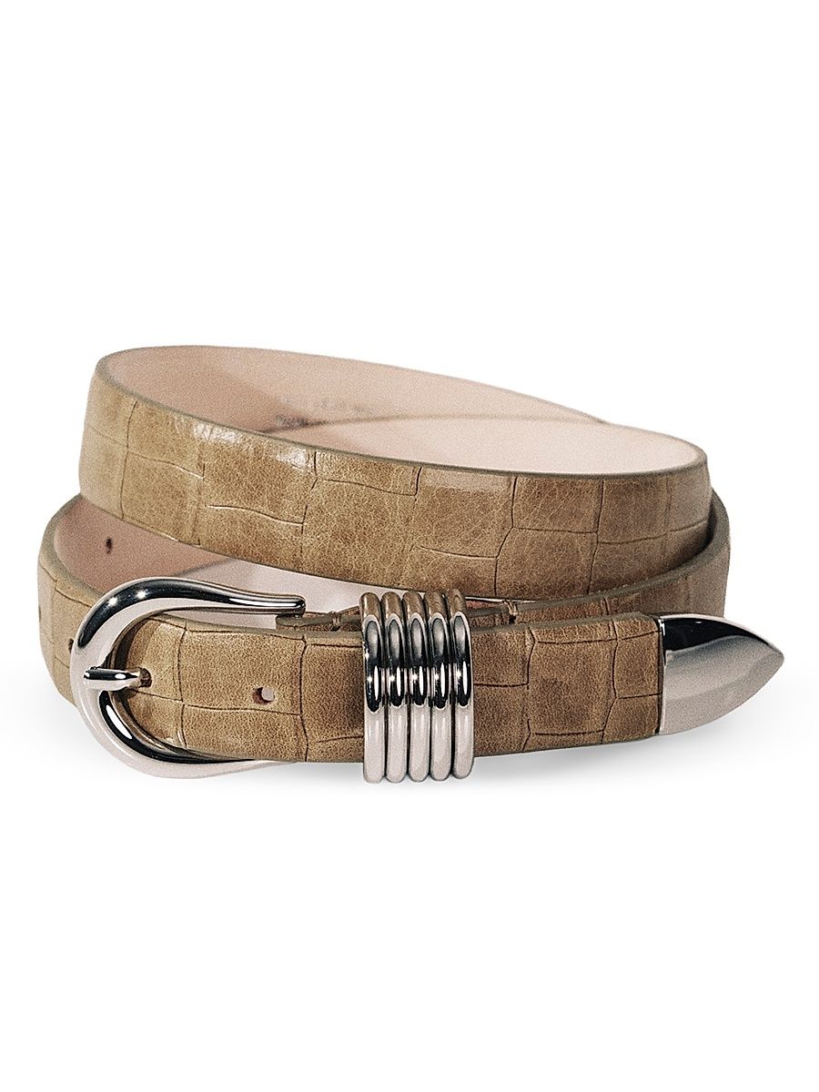 Women's Hollyhock Alligator-Embossed Leather Belt - Chai Alligator - Size XS