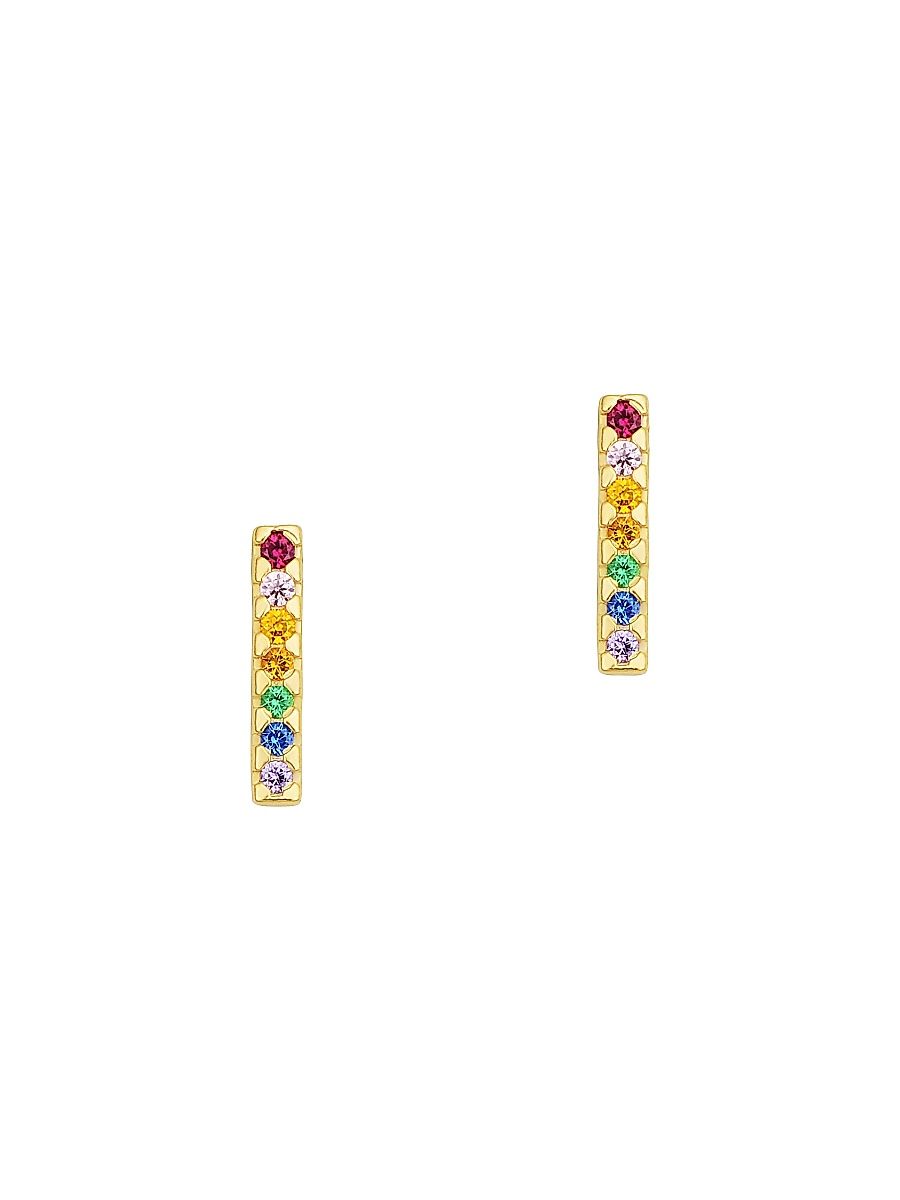 Women's 14K Yellow Gold, Multistone Life of the Party Studs - Yellow Gold