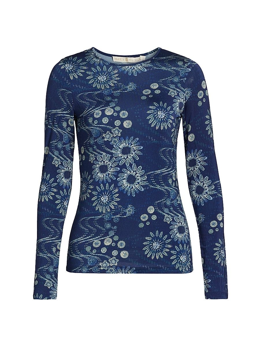 Women's Hazel Floral Jersey Top - Orion - Size Medium