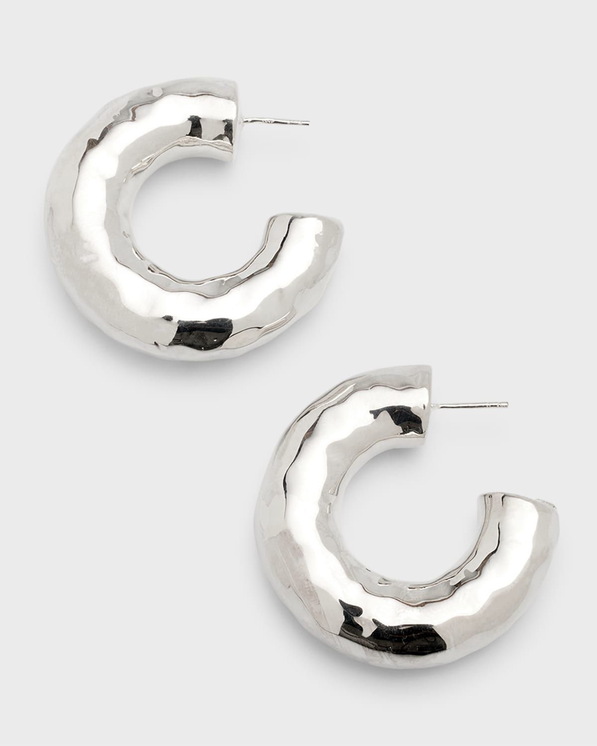 Hammered Medium Hoop Earrings in Sterling Silver