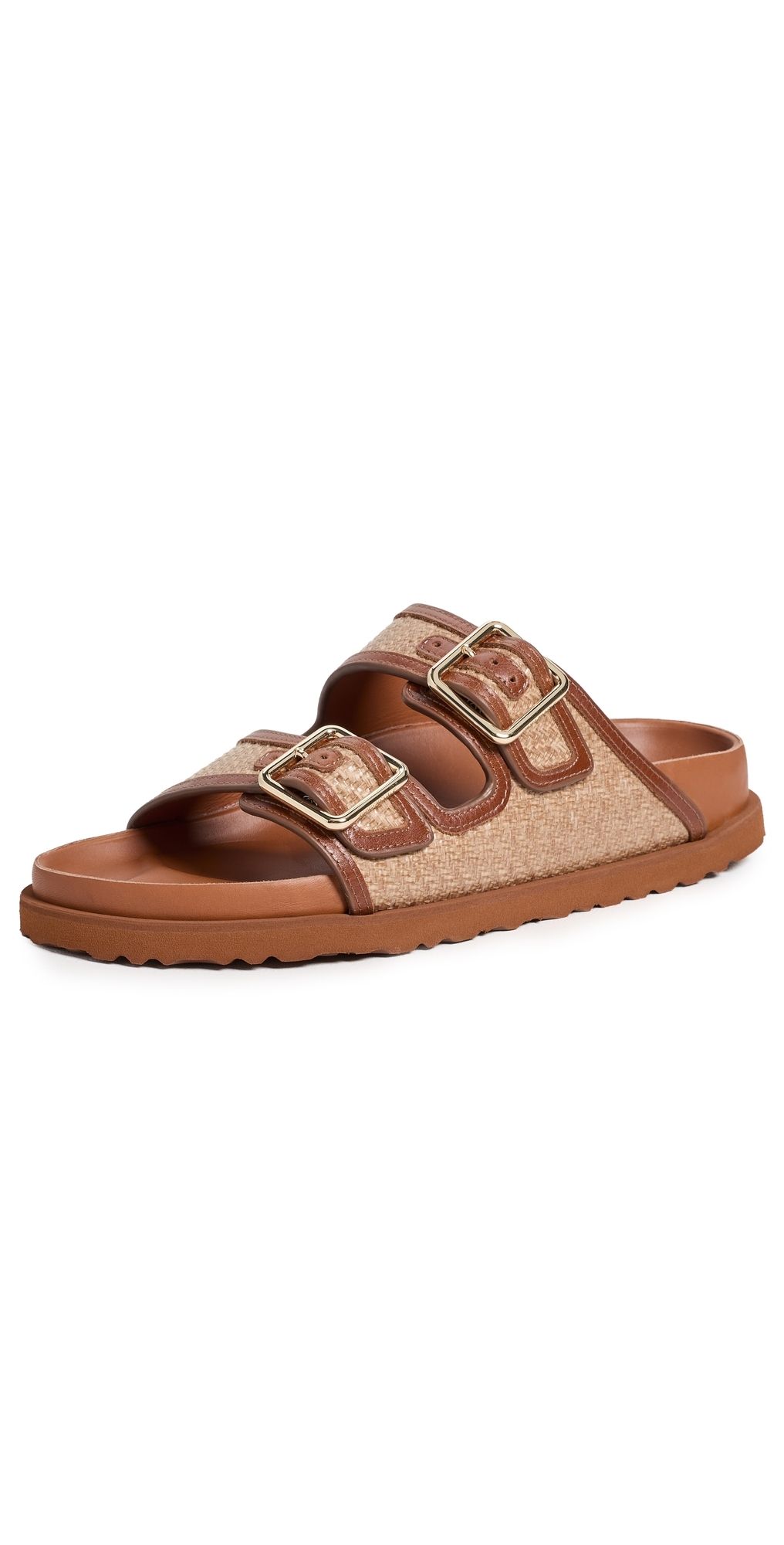 Birkenstock 1774 Arizona Framed Raffia 1774 Slides Ginger Brown Raffia 37