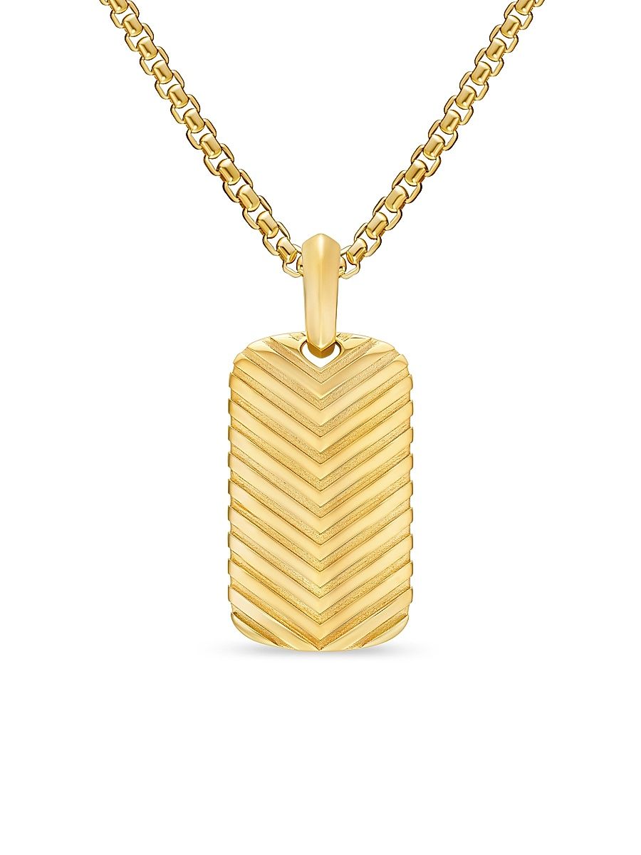 Men's Chevron Tag in 18K Yellow Gold, 27MM - Gold