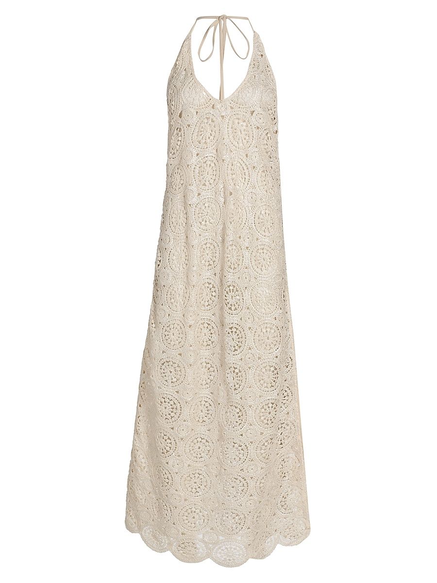 Women's Eve Crochet Cotton Cover-Up Maxi Dress - Neutral Foil Crochet - Size Large