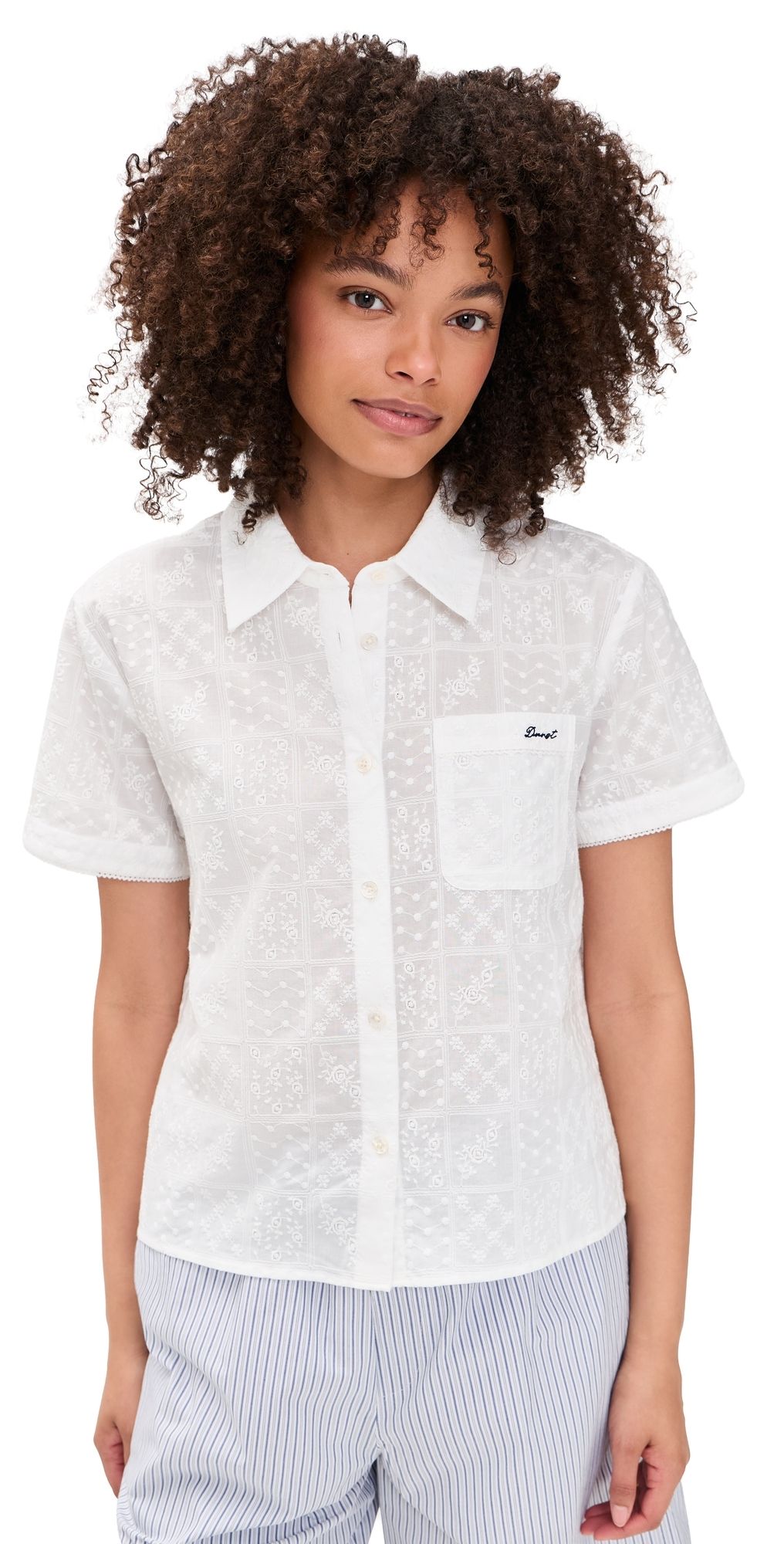 DUNST Laced Organic Crafted Button Down Shirt White L