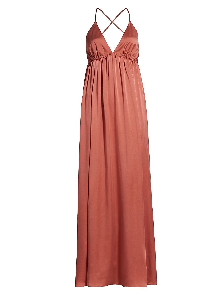 Women's Silk Plunge Slip Gown - Papaya - Size 8