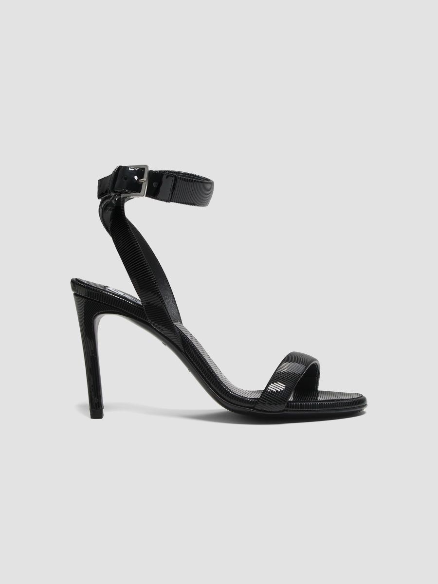 ALAÏA Women's 90MM Textured Patent Leather Sandals - Noir - Size 6.5