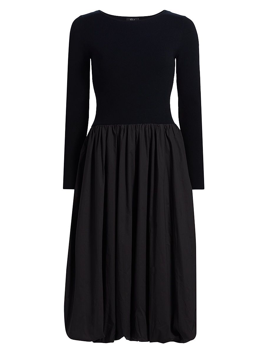 Women's Romana Bubble Midi-Dress - Black - Size Large