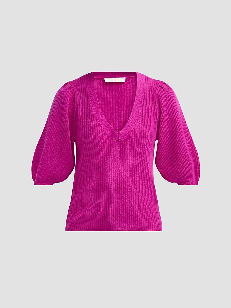 Women's Cassidee Cashmere V-Neck Sweater - Raspberry - Size XL