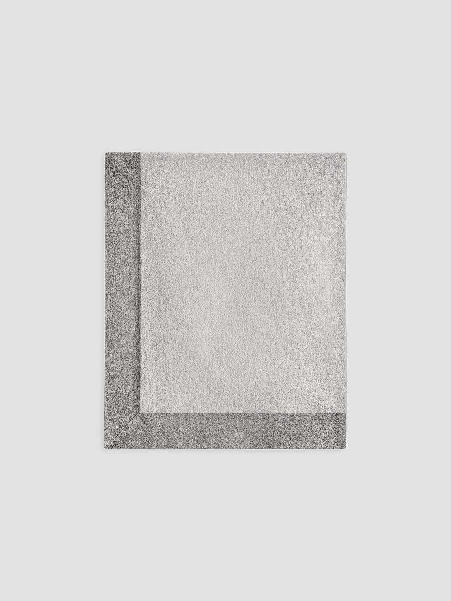 Cashmere Throw with Contrasting Border - Navy Blue
