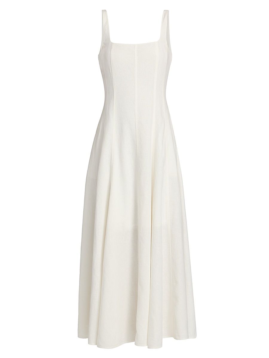 Women's Athena Linen-Blend Paneled Maxi Dress - Ivory - Size 8