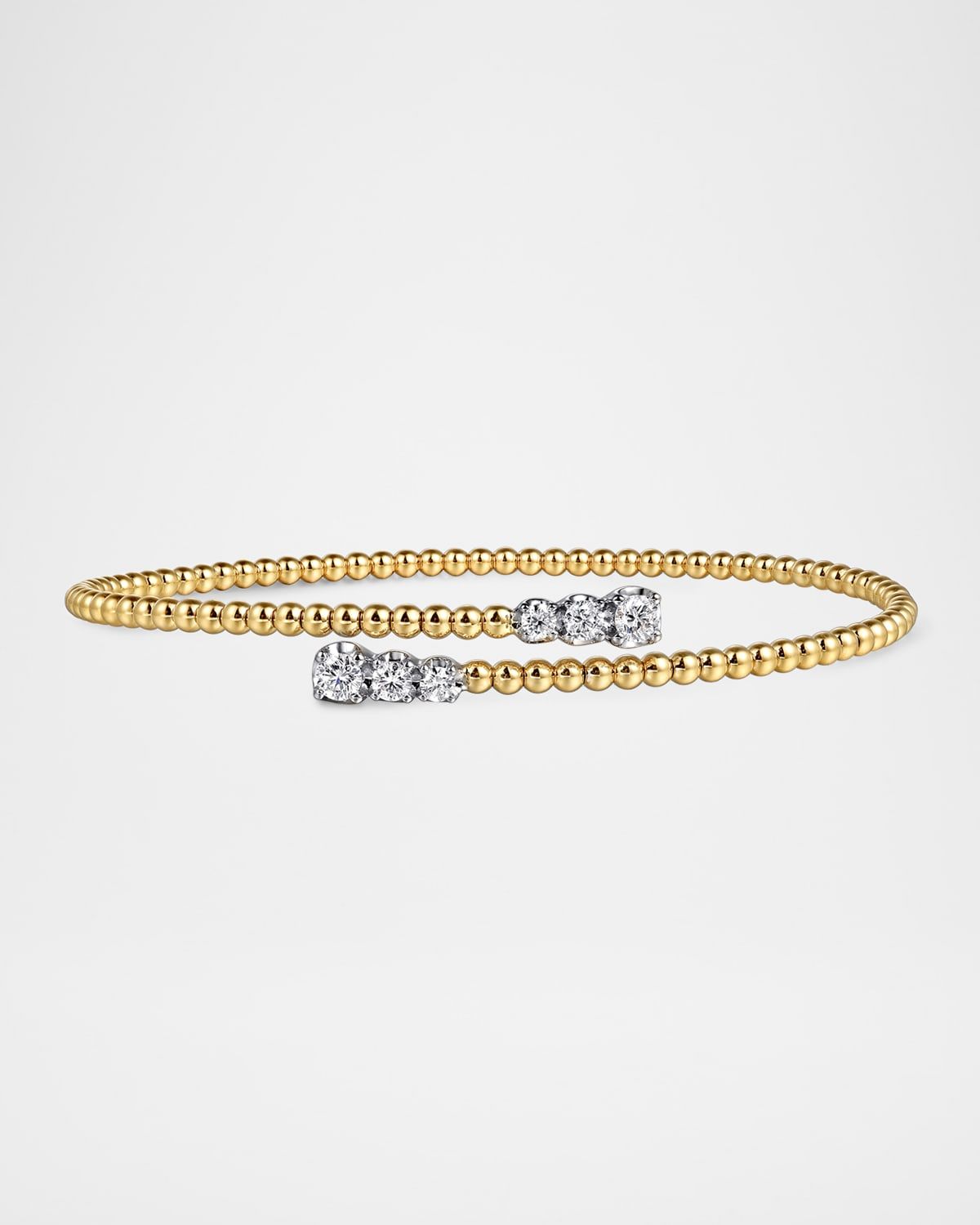14K White and Yellow Gold Bujukan Graduating Diamond Bypass Bangle