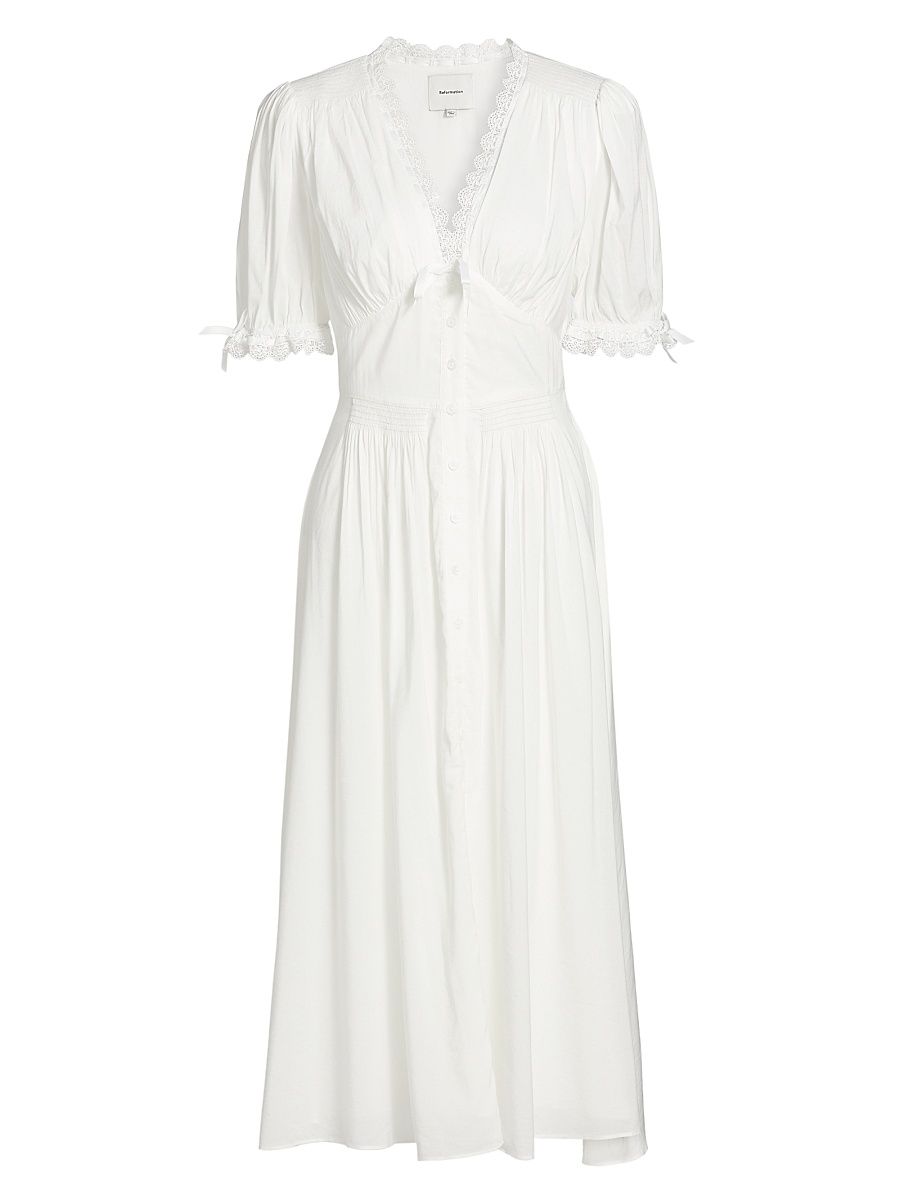 Women's Ketra Cotton Voile Midi-Dress - Ivory - Size 2