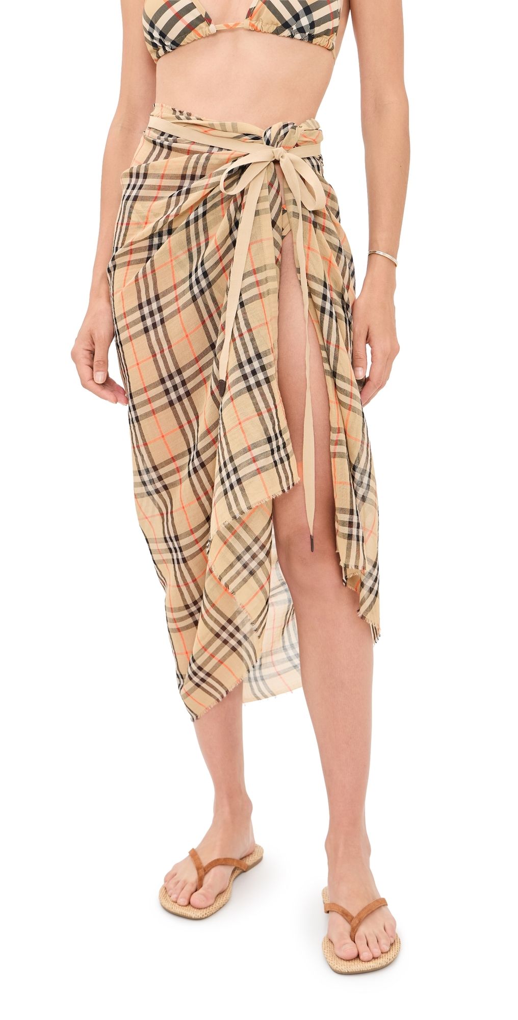 Burberry Check Cotton Sarong Sand One Size