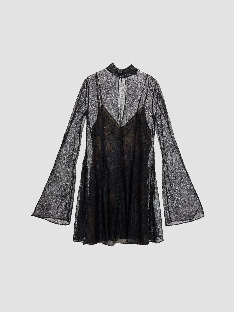 Etro Women's Lace & Metallic Silk Combo Mini Dress - Black - Size 6