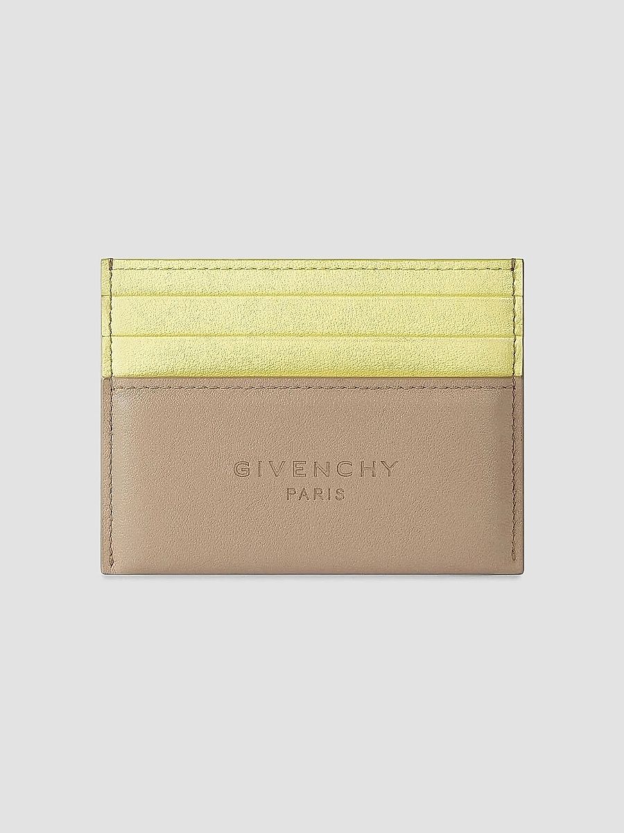Givenchy Men's Antigona Stamped Bicolored Card Holder in Leather - Beige Yellow