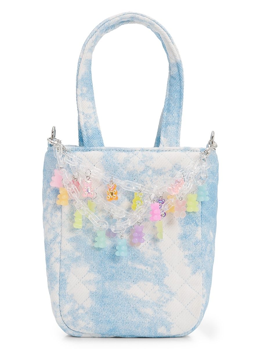 Girl's Denim Gummy Chainlink Tote Bag - Blue