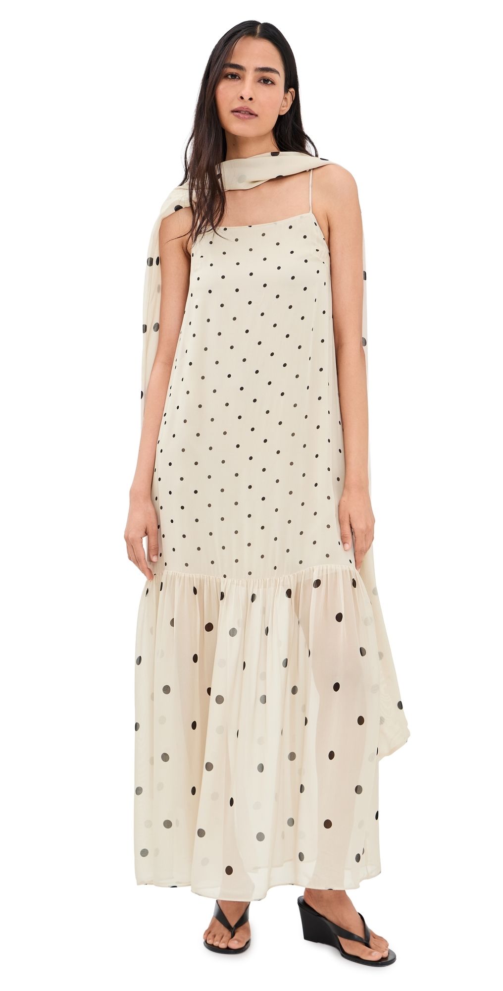 House of Dagmar Dot Slip Dress Antique Beige 42