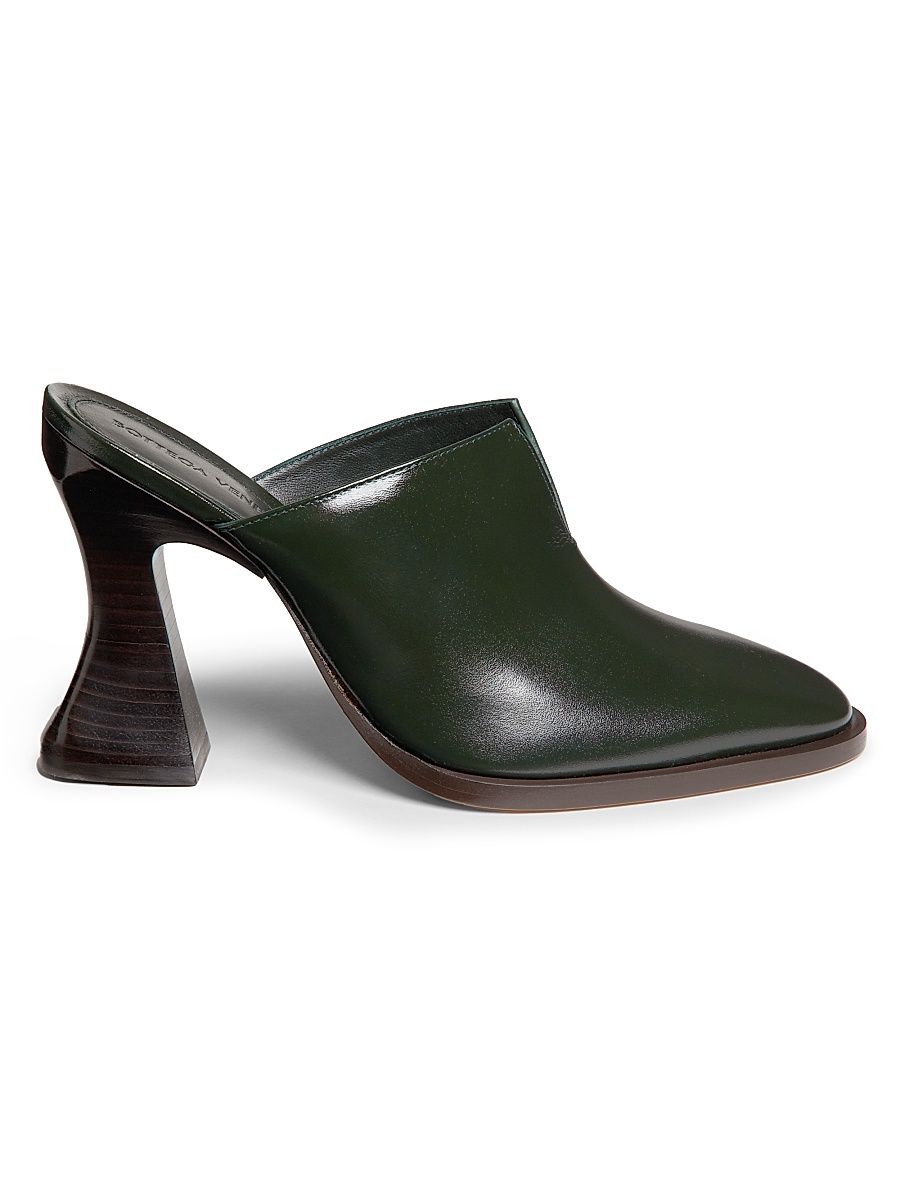 Women's Cha-Cha Leather Mule Pumps - Dark Green - Size 10