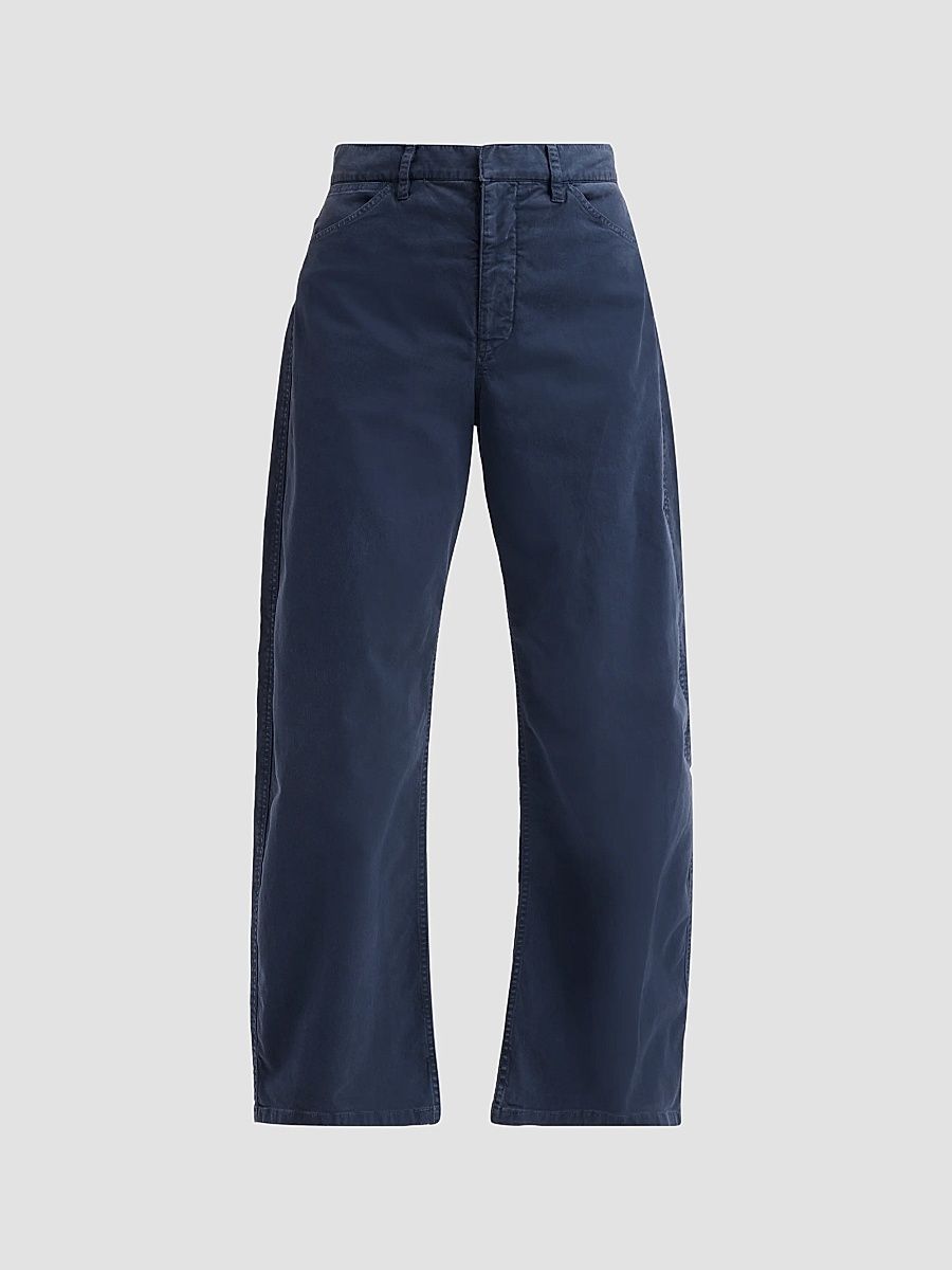 Nili Lotan Women's Tribeca Cotton Mid-Rise Barrel Pants - Vintage Washed Admiral Blue - Size 12