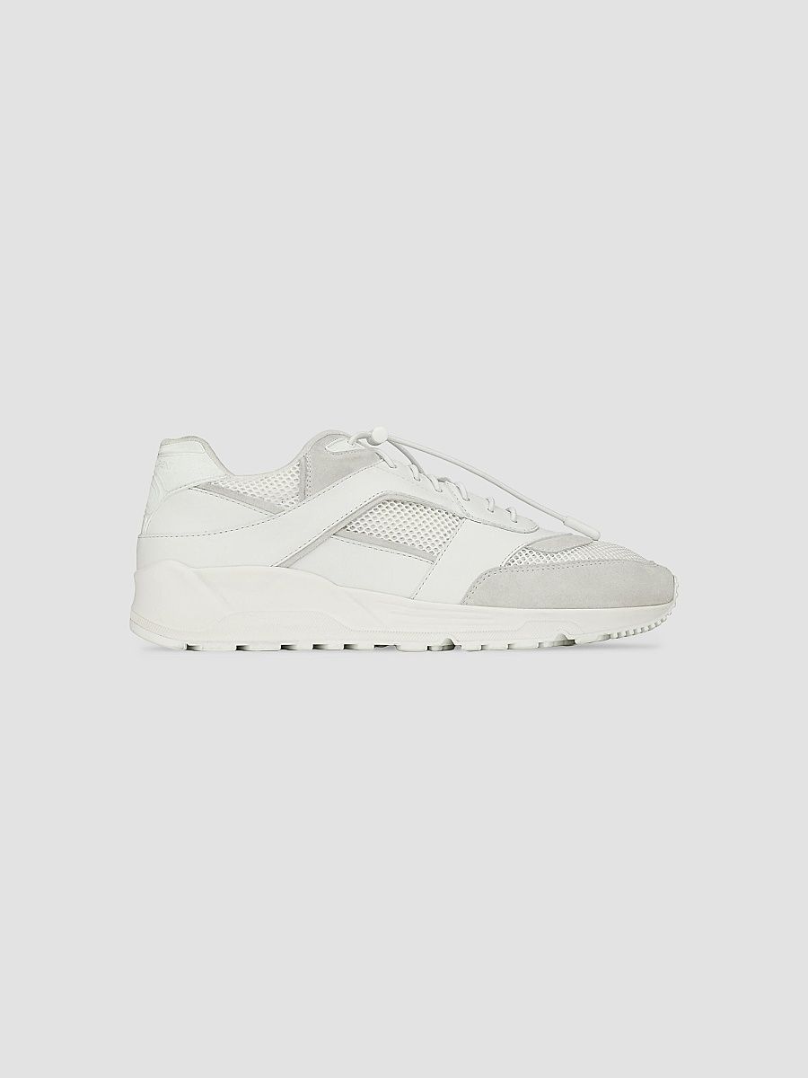 Saint Laurent Men's Bump Sneakers in Smooth Leather and Suede - Optic White - Size 13