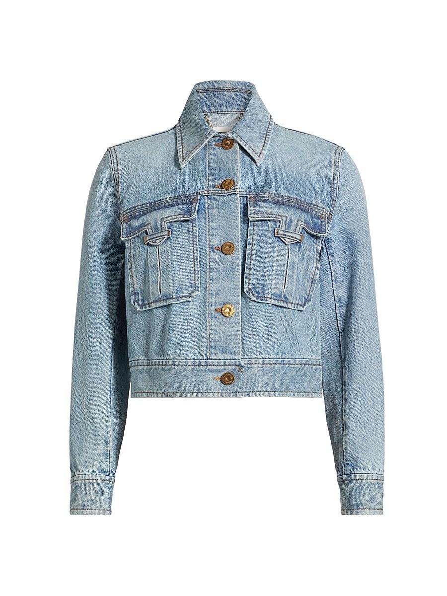Women's Denim Crop Jacket - Sea Foam - Size 6