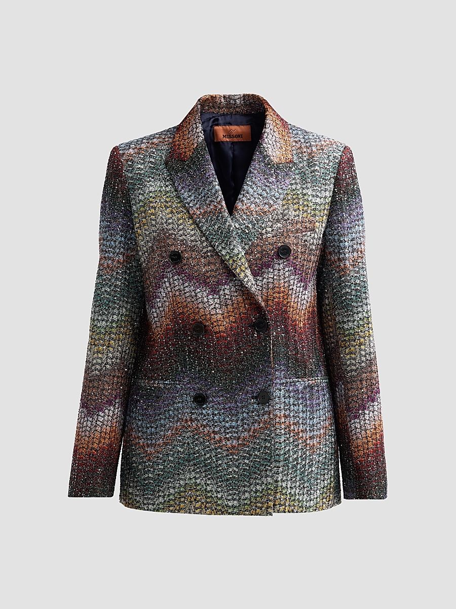Women's Textured Chevron Blazer - Multi Dark - Size 4