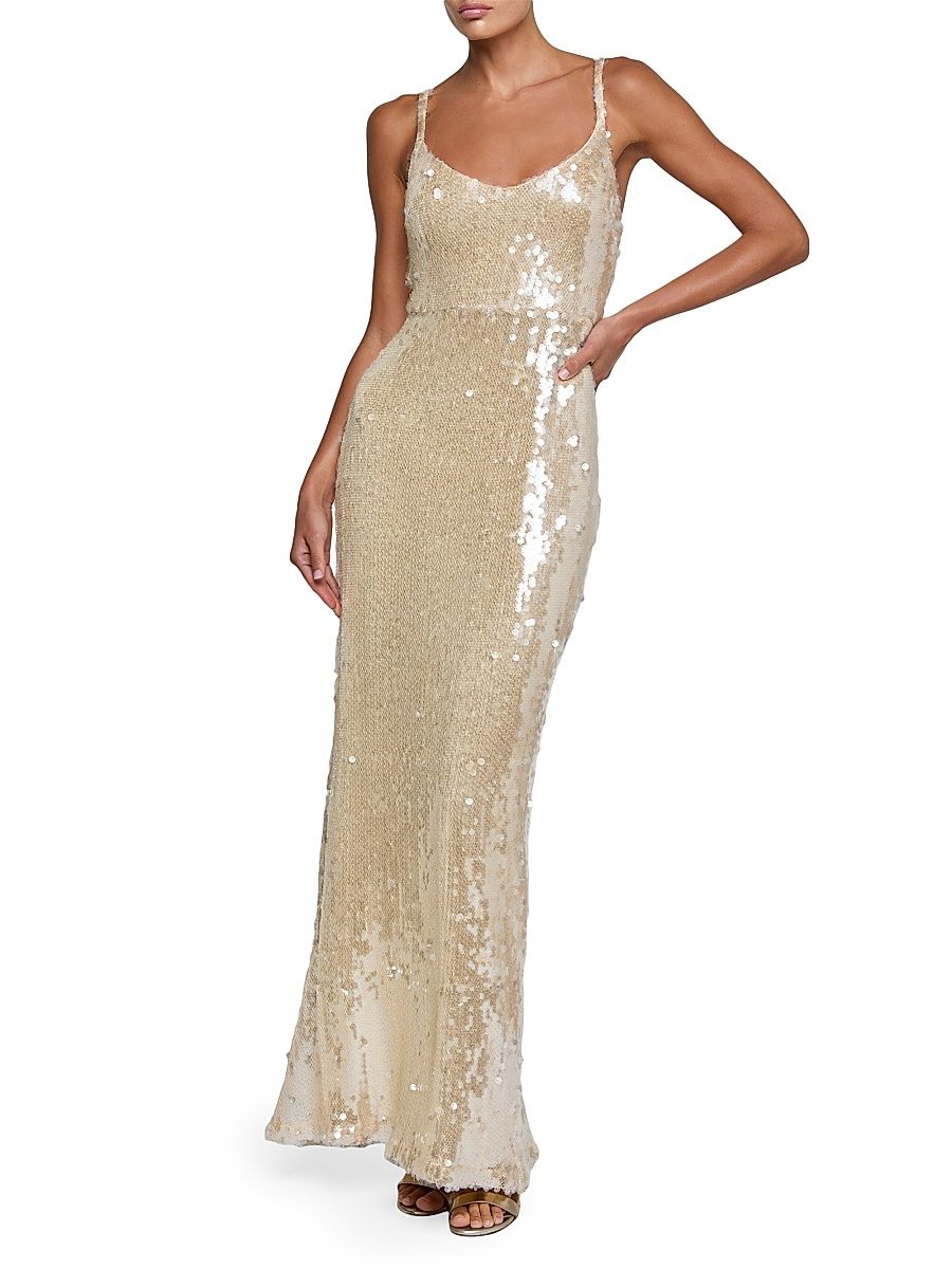 Women's Karma Sequin Maxi Dress - Clear Beige Sequin - Size 16