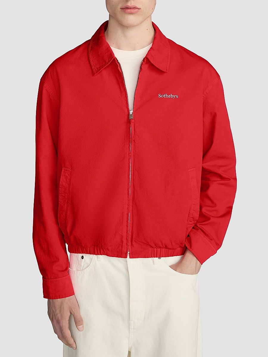 Men's FRAME x Sotheby's Cotton Zip-Up Bomber Jacket - Red Washed - Size XL