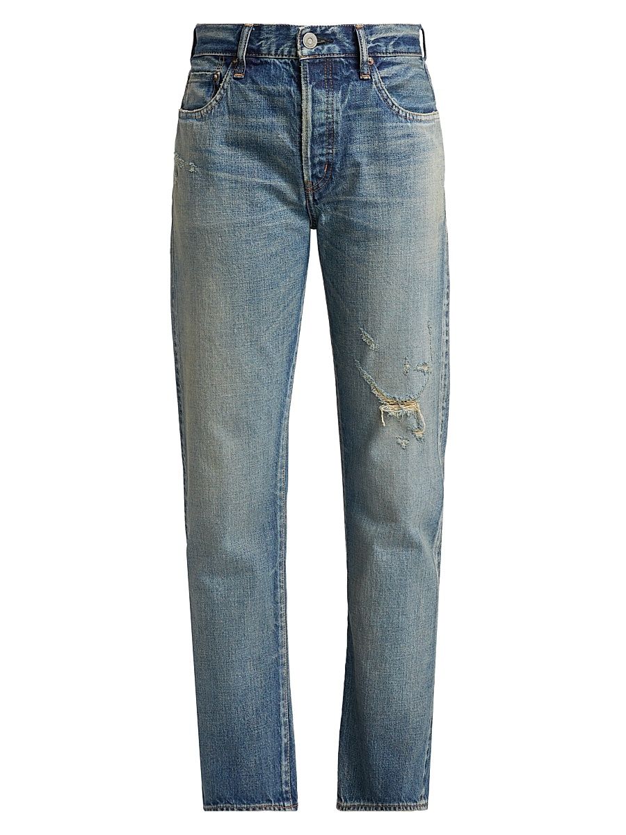 Women's Showell Distressed Straight-Leg Jeans - Blue - Size 27