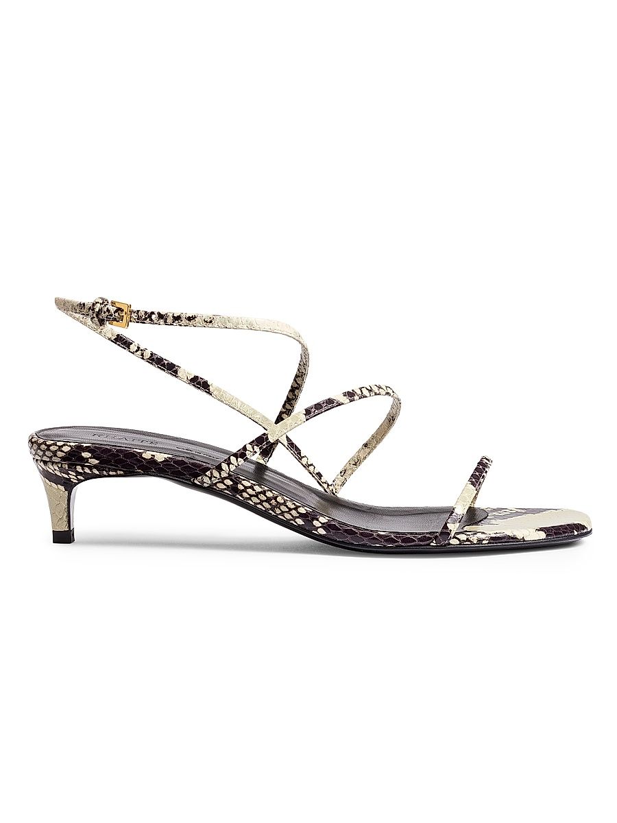 Women's Loop 35MM Python-Print Leather Sandals - Natural - Size 7