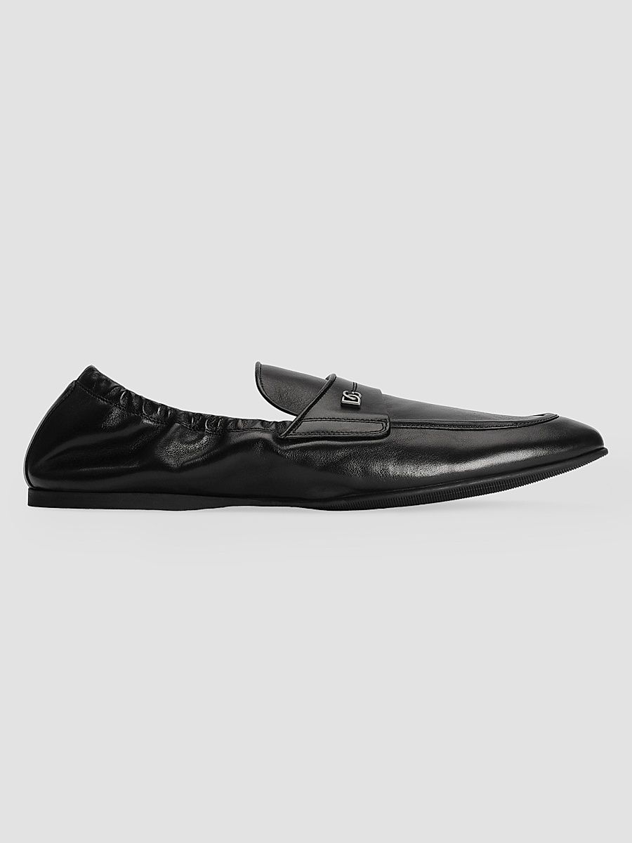 Men's Leather Penny Loafers - Nero - Size 12