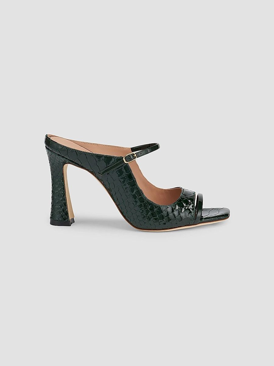 Women's Rania 90MM Croc-Embossed Leather Sandals - Green - Size 6.5