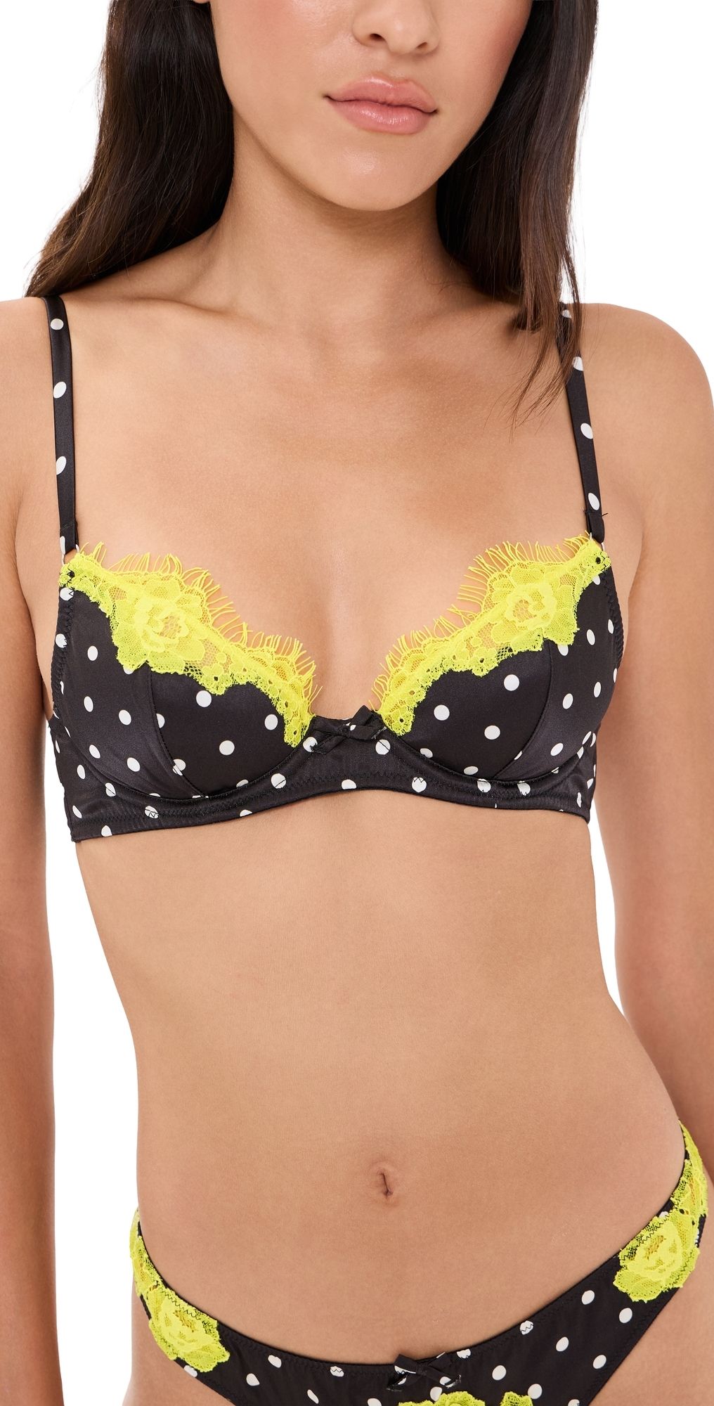 Fleur du Mal Juliet Lace Demi Bra Small Black Dot 38D