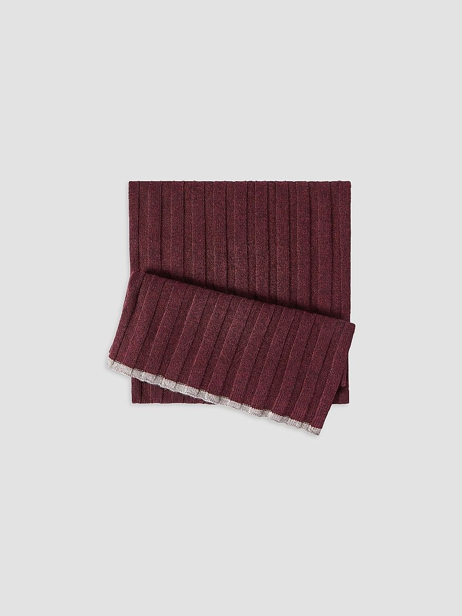 Brunello Cucinelli Men's Cashmere Rib Knit Scarf - Burgundy