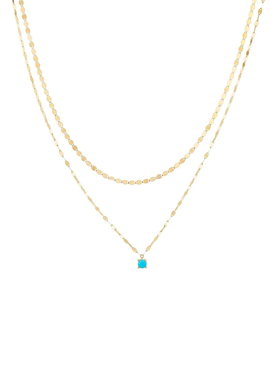 Women's Solo 14K Yellow Gold & Turquoise Double-Chain Necklace - Yellow Gold