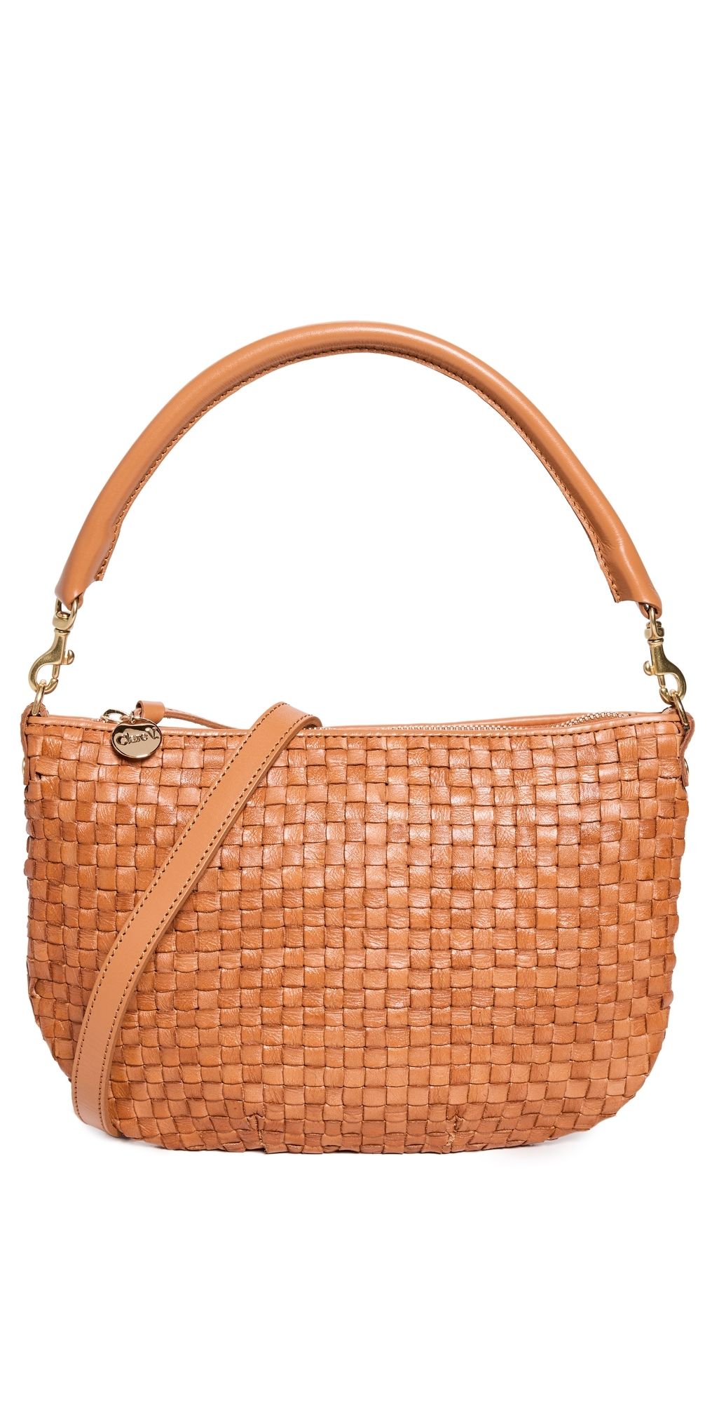 Clare V. Petit Moyen Messenger Natural Woven Checker One Size