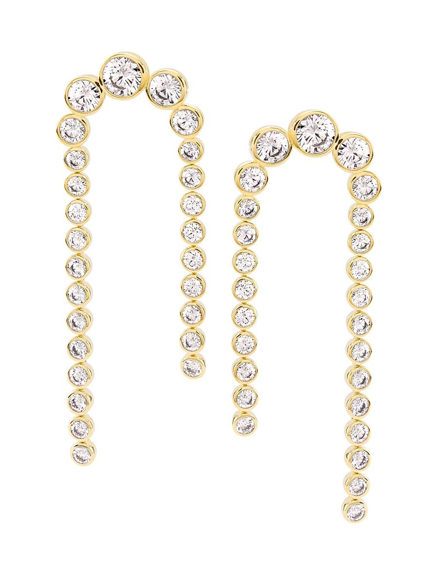 Women's Basel 18K-Gold-Plated & Cubic Zirconia Linear Double-Drop Earrings - Gold