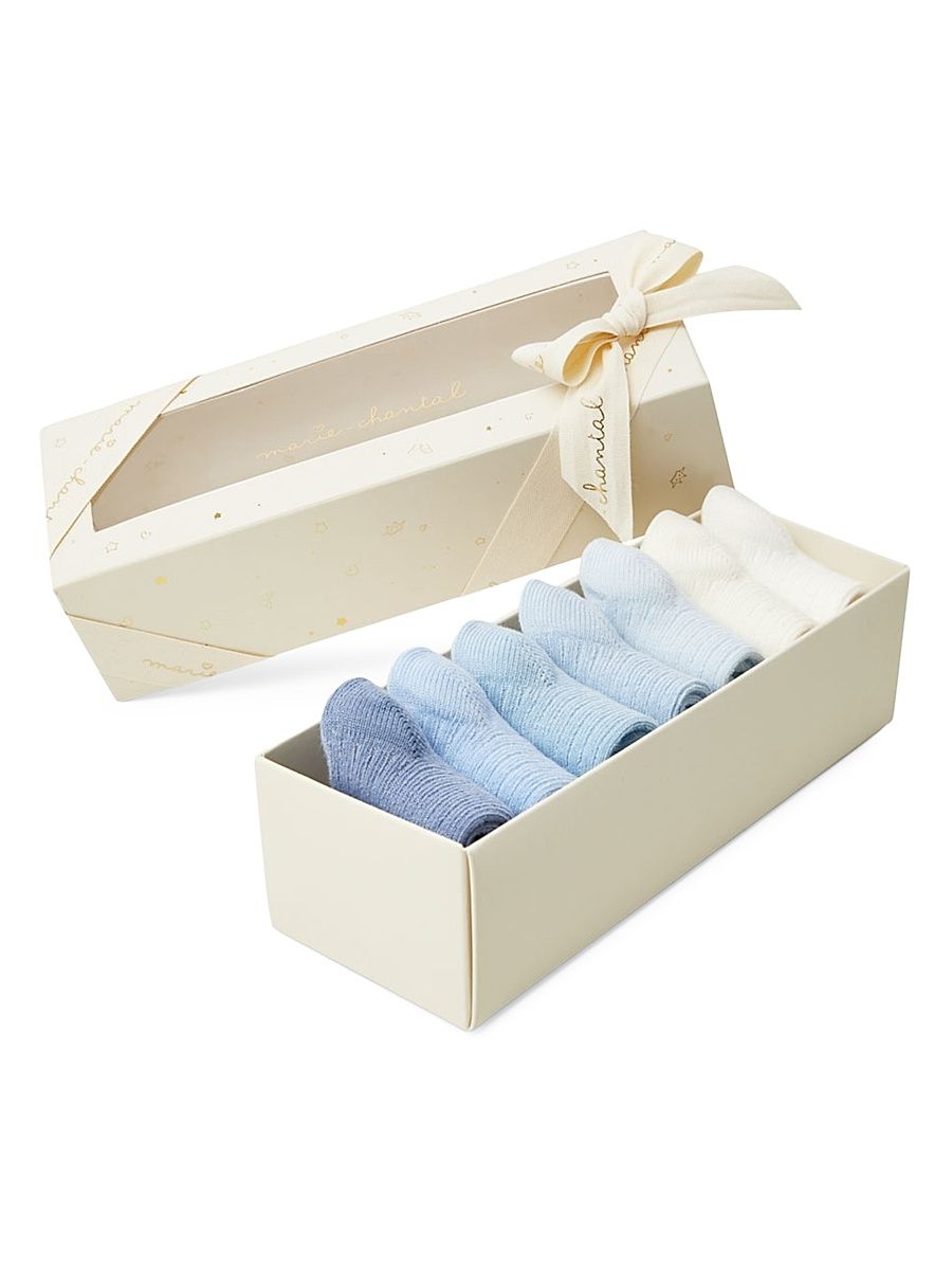Baby Girl's 7-Pack Signature Bijou Socks - Blue - Size 6 Months