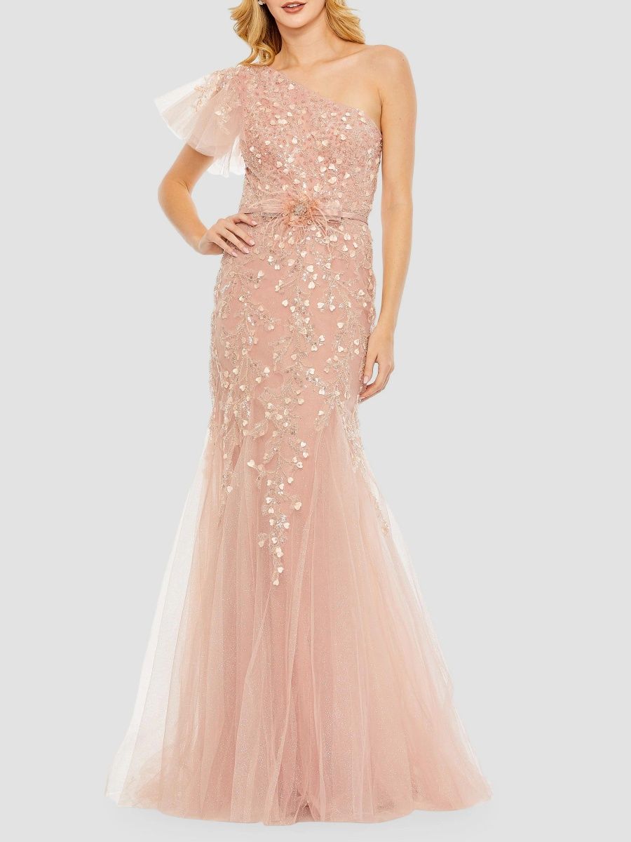 Mac Duggal Women's Evening Embellished One-Shoulder Gown - Blush - Size 12