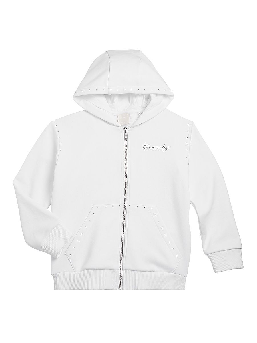 Little Girl's & Girl's Rhinestone Fleece Hoodie - White - Size 8
