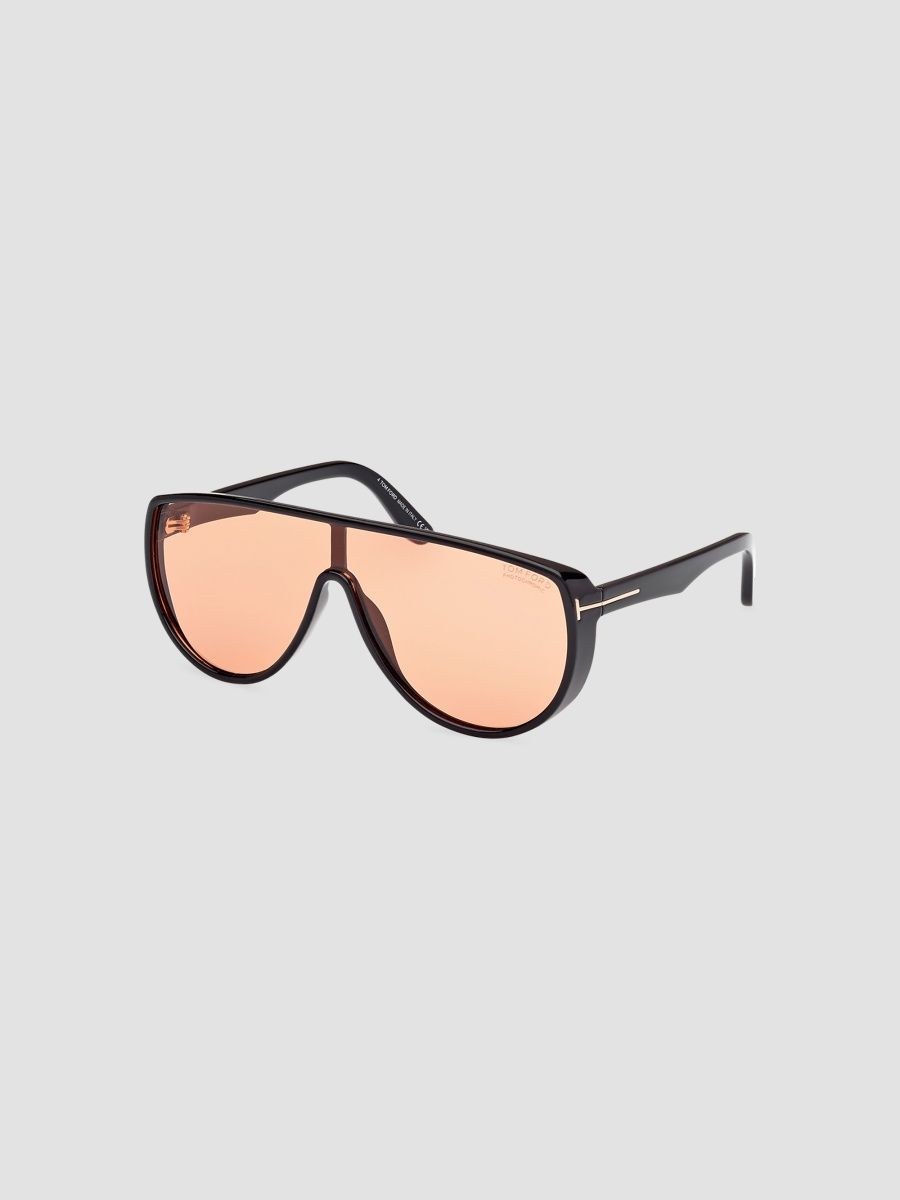 TOM FORD Women's Achilles Shield Sunglasses - Black Photo Chromic Terra Cotta