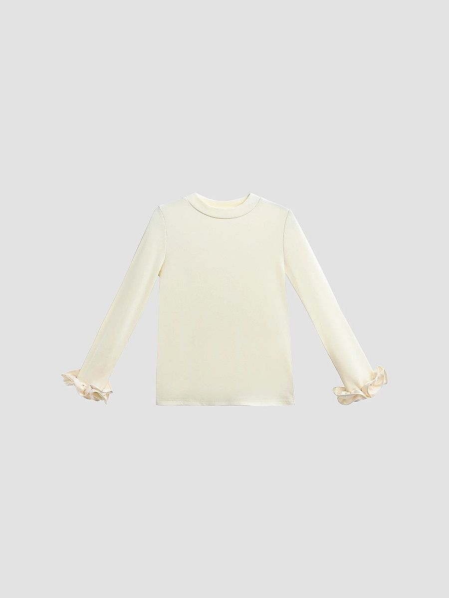 Tulleen Girl's Little Girl's & Girl's Long Sleeve Ruffle Cuff Top - Champagne - Size 9