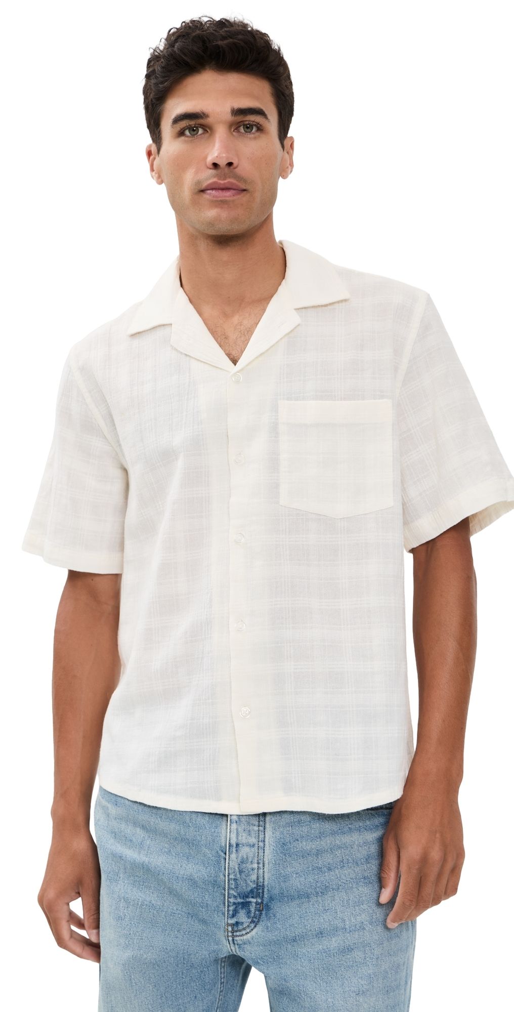 Corridor Washed Dobby Camp Shirt White L